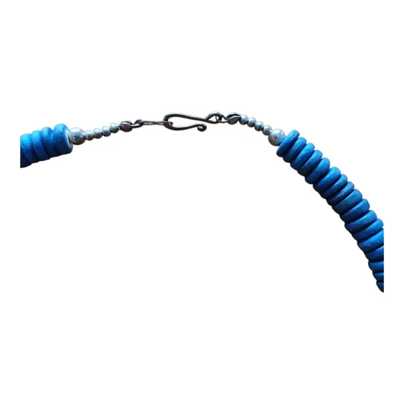 Vintage Leather & Wood Floral Necklace - Picture 4 of 5